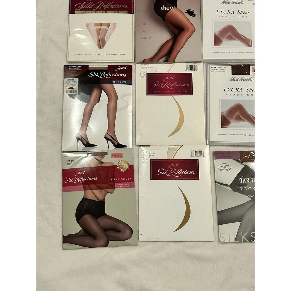 VTG Pantyhose Silk Reflections Tights Lot of 13 Various Colors‎ & Sizes
